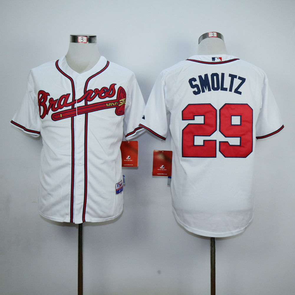 Men Atlanta Braves 29 Smoltz White MLB Jerseys